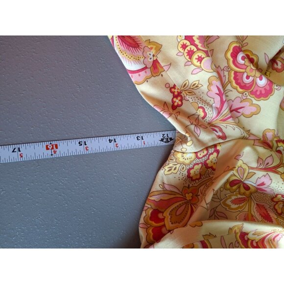 Harolds Floral Capri Pants Size 4 Beige Pink Flat Front Wide Leg Beachy Tropical - Picture 8 of 8